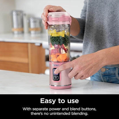 Ninja Blast Portable Blender, Cordless, 18oz. Vessel, Personal Blender For-Shakes and Smoothies, BPA Free, Leakproof-Lid and Sip Spout, USB-C Rechargeable, Dishwasher Safe Parts, Tinted Pink, BC151PK
