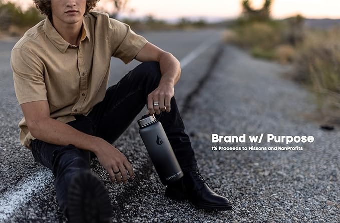 HYDRO CELL Stainless Steel Insulated Water Bottle with Straw - For Cold & Hot Drinks - Metal Vacuum Flask with Screw Cap and Modern Leakproof Sport Thermos for Adults (Graphite/Black 40oz)