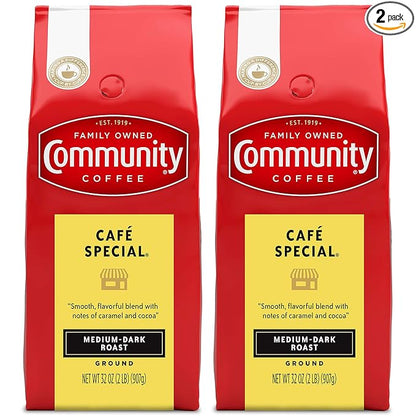 Community Coffee Cafe Special Ground Coffee, Medium Dark Roast, 64 Ounces (32 Ounce Bag-Pack of 2)