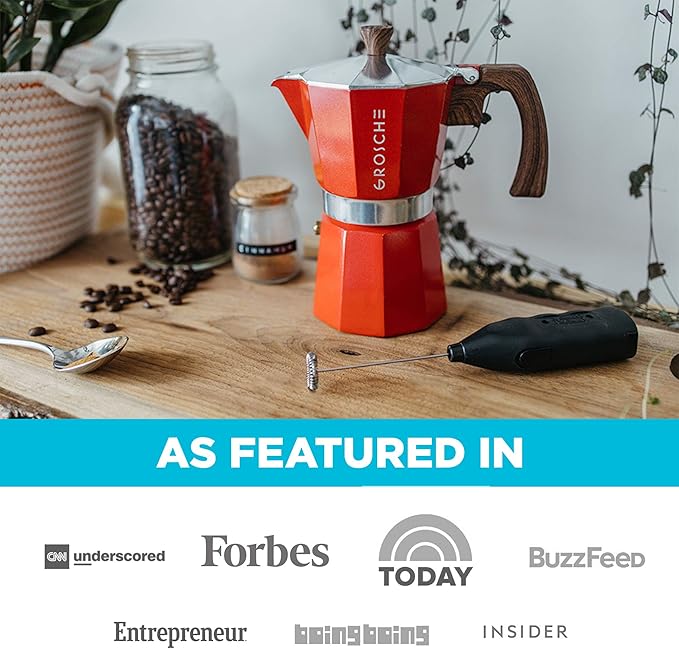 GROSCHE Milano Stovetop Espresso Maker Moka Pot 9 espresso Cup, 15.2 oz, Red - Cuban Coffee Maker Stove top coffee maker Moka Italian espresso greca coffee maker brewer percolator