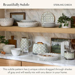 Load image into Gallery viewer, MACKENZIE-CHILDS Electric Kettle, Stainless-Steel Tea Kettle, Gray-and-White Sterling Check