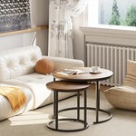 Load image into Gallery viewer, aboxoo Coffee Table Nesting Round Table Set of 2 Side Table with Sturdy Metal Frame for Living Room Bedroom Apartment Modern Industrial Simple Nightstand,Rustic Brown