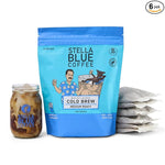 Load image into Gallery viewer, Stella Blue Cold Brew Coffee Bags, Big Cat Blend, Medium Roast Ground Coffee, Smooth, Bold and Refreshing 100% Arabica, 6 Brew Packets, Makes 24 Cups, Rainforest Alliance Certified