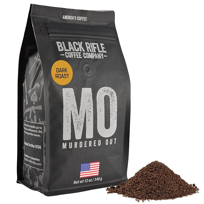 Black Rifle Coffee Company Murdered Out, 12oz Bag, Ground Coffee Dark Roast - Roasted Blend Made from Arabica Beans - Colombian & Brazilian Beans - Veteran Founded & American Made