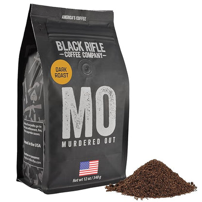 Black Rifle Coffee Company Murdered Out, 12oz Bag, Ground Coffee Dark Roast - Roasted Blend Made from Arabica Beans - Colombian & Brazilian Beans - Veteran Founded & American Made
