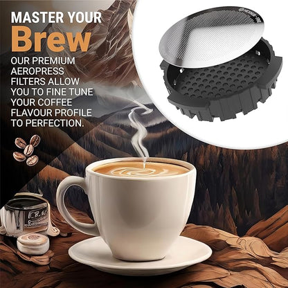 HEXNUB - Reusable Metal Filters for AeroPress Coffee Maker, Stainless Steel Filter Fits AeroPress Original & Go Cafe Press, Fuller Bodied Coffee Than Paper Filters - SILVER 2-PACK