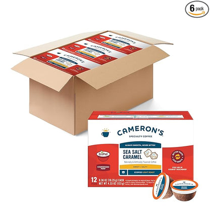 Cameron's Coffee Single Serve Pods, Flavored, Sea Salt Caramel, 12 Count (Pack of 6)