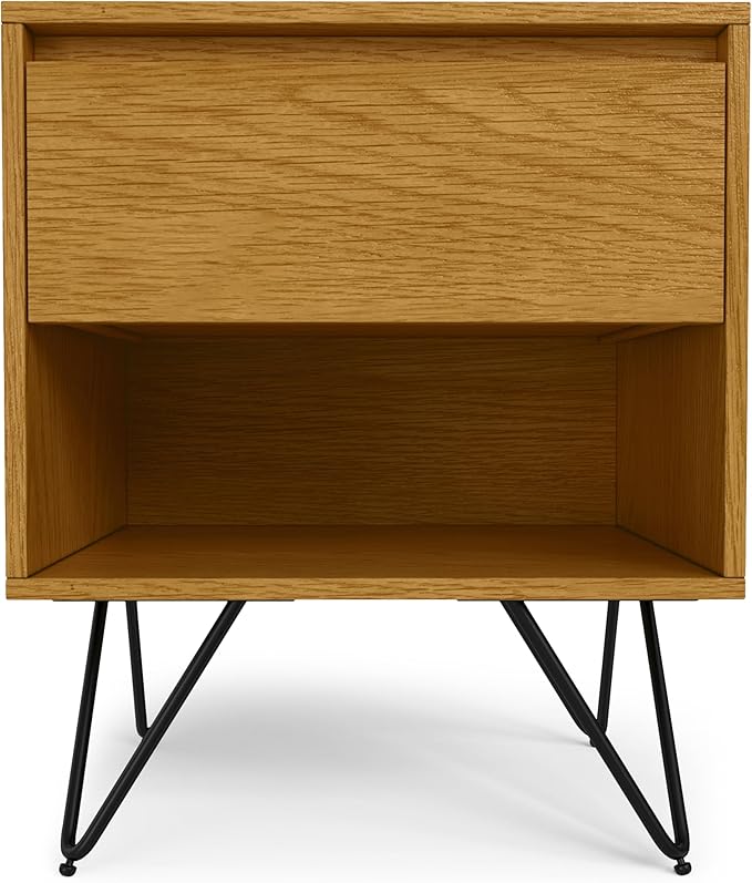 SIMPLIHOME Hunter 20 inch Wide Industrial Nightstand in Oak for the Living Room and Bedroom