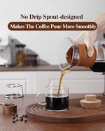 Load image into Gallery viewer, Pour Over Coffee Maker with Double-Layer Stainless Steel Filter, 20 oz Pour Over Coffee Dripper, Glass Carafe with Vintage Leather Collar and Cork Lid &amp; Filter Stand for Espresso