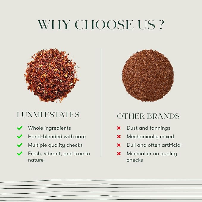 Luxmi Estates Rooibos Chai Organic Rooibos Tea with Spices (50 Tea Bags) Caffeine Free Tea Bags For Relaxing, Calming, and Stress Relief, With Certified Organic Rooibos Tea