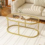 Load image into Gallery viewer, Coffee Table Gold Glass Coffee Tables for Living Room, Oval Table Center Table with Sturdy Metal Frame,Modern Tempered Glass Accent Tables for Bedroom Home Office