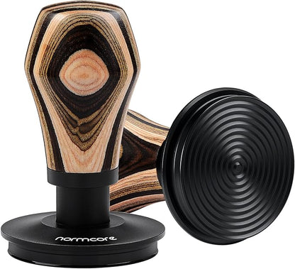 Normcore 51mm Coffee Tamper V4, Spring Loaded Tamper with Titanium PVD Coating Ripple Base, Espresso Tamper Fits 51 mm Portafilters, Colorful Wood Handle