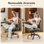 Load image into Gallery viewer, YFO Modern Ergonomic Office Desk Chair, Grey Leather with Lumbar Support, Adjustable Height, Swivel, Armrests, for Office, Gaming, Reading, Relaxing