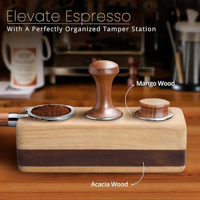 72mm Tamper Holders - Wooden Portafilter Holder & Espresso Station