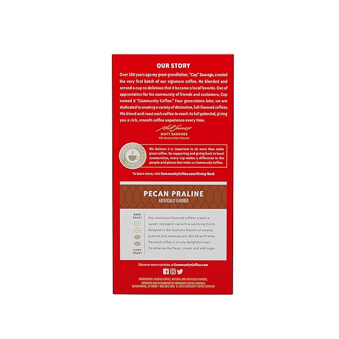 Community Coffee Pecan Praline Flavored 96 Count Coffee Pods, Medium Roast, Compatible with Keurig 2.0 K-Cup Brewers, 24 Count (Pack of 4)