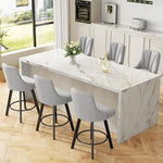 Load image into Gallery viewer, Swivel Bar Stools with Backs, 24" Counter Height Bar Stools Set of 6, Fabric Upholstered Counter Barstools with Solid Wood Legs for Kitchen Island, Home Bar, Light Gray