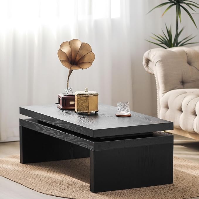 Rectangle Coffee Table for Living Room, Mid Century Modern Coffee Table, Solid Wood Center Table Accent Tea Table for Apartment
