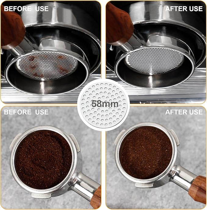 58mm Espresso Accessories Kit,Wdt Tool Espresso,Solid Espresso Tamper,Coffee Puck Screen and Dosing Funnel,Silicone Tamper Mat,0.4mm Stainless Steel 6pin Espresso Stirrer,Barista Tools Espresso Kit