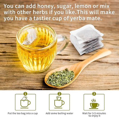 Unsmoked Yerba Mate Tea Bags with 50 Count - Yerba Mate Rich in Chlorophyll, Antioxidants and Vitamins