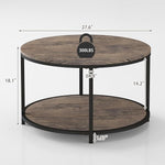 Load image into Gallery viewer, NSdirect Round Coffee Table, 27.5" Small Coffee Table for Living Room,2-Tier Rustic Wood Desktop with Storage Shelf Modern Design Home Furniture(Light Walnut)