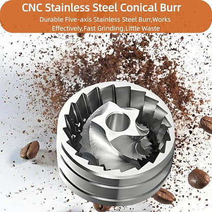 Manual Coffee Grinder Hand Adjustable Burr Conical Stainless Steel Grinder Portable Mill Faster Grinding for Espresso Pourover Frenchpress Moka Americano for Office Home Traveling Camping