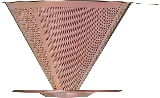 ATHIA Golden Stainless Steel Reusable Coffee Filter, Pour Over Cone Dripper with Fine Mesh, Paperless & Eco-Friendly Design, Fits Most Mugs, Carafes & Coffee Makers (Rose Golden, Standard)