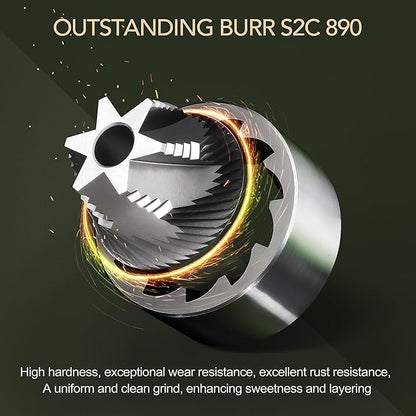 Timemore S3 Manual Coffee Grinder - External Adjustment with Stainless Steel Patented Burr | Hand Coffee Grinder Hign Presicion | Premium Timemore Grinder Chestnut S3, Green