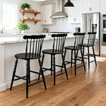 Load image into Gallery viewer, chairus 24" Black Windsor Counter Height Bar Stools Set of 2, Farmhouse Wooden Counter Stools with Spindle Back &amp; Turned Legs, Rustic Vintage Colonial Bar Chairs for Kitchen Island
