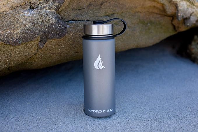 HYDRO CELL Stainless Steel Insulated Water Bottle with Straw - For Cold & Hot Drinks - Metal Vacuum Flask with Screw Cap and Modern Leakproof Sport Thermos for Adults (Graphite 18oz)