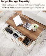 Load image into Gallery viewer, OKD 48" Farmhouse Lift Top Coffee Table with Sliding Barn Door,Rustic Center Table with Hidden Storage Compartment,Lifting Tabletop and Adjustable Shelf for Living Room,Office,Antique White