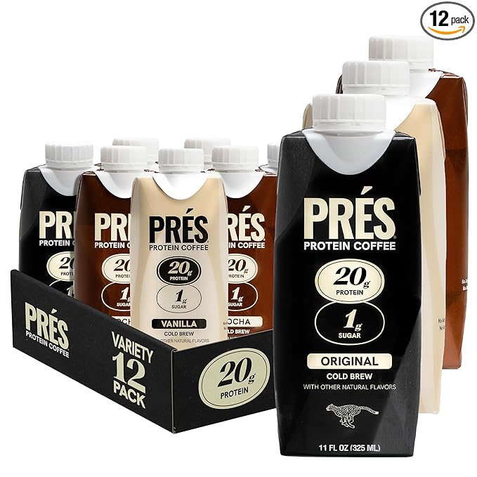 Protein Coffee - 20g Ready To Drink Protein With Real Cold Brew - Original, Vanilla, Mocha - 1g Sugar - 100 Calories - No Added Sugar - 99% Lactose Free - 11 FL OZ - 12pk Variety Pack