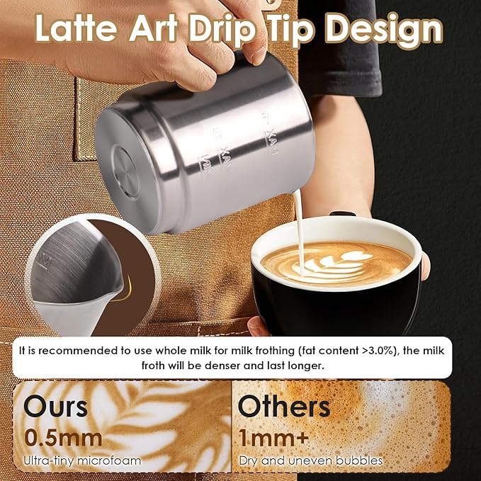 Milk Frother, 16.9 OZ Milk Frother and Steamer, 4 in 1 Electric Milk Frother Dishwasher Safe, Durable Silent Working Frother for Coffee, Hot and Cold Foam Maker, Black