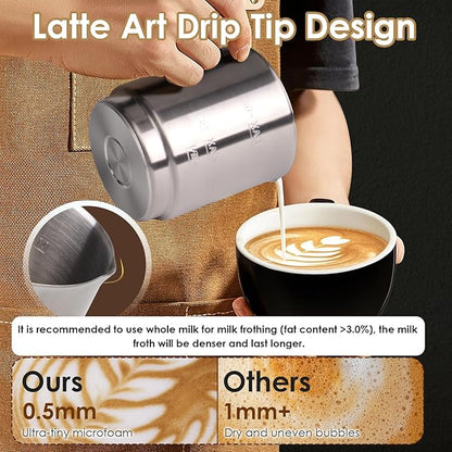 Milk Frother, 16.9 OZ Milk Frother and Steamer, 4 in 1 Electric Milk Frother Dishwasher Safe, Durable Silent Working Frother for Coffee, Hot and Cold Foam Maker, Black