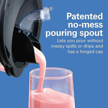 Hamilton Beach Wave Action Blender for Smoothies, Stainless Steel Ice Sabre Blades, 40oz Glass Jar, 800 Watts, Quiet Design, Black (58175)