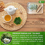 Load image into Gallery viewer, FreshDrinkUS, Premium 15 Pandan Leaf Tea Bags, 100% Natural &amp; Pure from Pandan Leaves. Loose Leaf Pandan Herbal Tea. Made with Natural Material Tea Bags. No Sugar, No Caffeine, No Gluten, Vegan. (15 Tea bags)