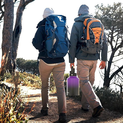1 Gallon Water Bottle Insulated(Cold for 48 Hrs),BPA Free&Leak Proof,128oz Stainless Steel Water Jug,Big thermo,Large Water Bottle with Handle for Gym,Hiking,Camping&Travel,Purple