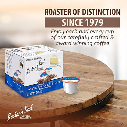 Boston’s Best - White Chocolate Cake Flavored Delicious Gourmet Coffee Compatible with Keurig Coffee Maker, 1 Count (42 Single Serve Medium Roast Cups)