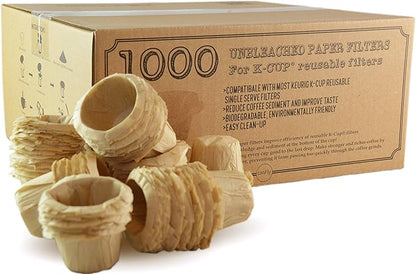 canFly 1000 Unbleached Disposable K-CUP Paper filters for Keurig single cup coffer filters compatible with Ekobrew, EZ-Cup and other Reusable K-CUP Filters (1000)