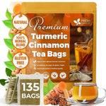 Load image into Gallery viewer, FreshDrinkUS, Premium 135 Turmeric Cinnamon Tea Bags, 100% Natural, Blend of Turmeric, and Cinnamon. Made with Natural Material Tea Bags. No Sugar. No Caffeine. Vegan.