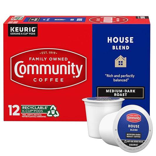 Community Coffee House Blend Medium-Dark Roast Single-Serve Keurig K-Cup Pods, 12 Count (Pack of 1)