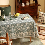 Load image into Gallery viewer, Designer Grayish Green Linen Long Rectangle Tablecloth,Floral Stain Resistant Table Cloth,Fall Vintage Decor Tablecloths for Dining Thanksgiving Kitchen Party,63"*102"-Andrew A