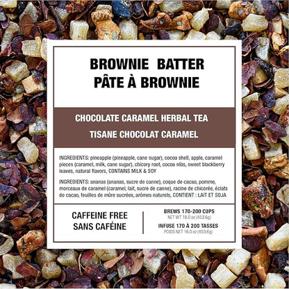 Tiesta Tea - Brownie Batter, Loose Leaf, Chocolate Caramel Herbal Tea, Non-Caffeinated Blend, Make Hot or Iced & Brews Up to 140-200 Cups, 16 oz Resealable Bulk Pouch