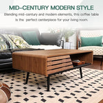 Load image into Gallery viewer, Wood Rectangle Coffee Table with Storage, Mid Century Modern Coffee Table, Living Room Center Table for Home, Apartment, Office, Walnut/Black