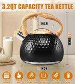 Load image into Gallery viewer, Tea Kettle 3.2Qt Stainless Steel Stovetop Whistling Pot with Heat-Resistant Handle, Fast Boiling Water for Home Kitchen, Induction Compatible &amp; Rust-Proof - Black