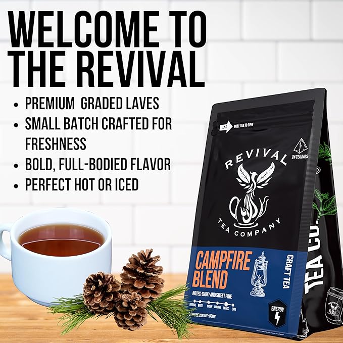 Revival Tea Company Campfire Blend - Lapsang Souchong Black Tea Blend - Loose Leaf 6 Ounces