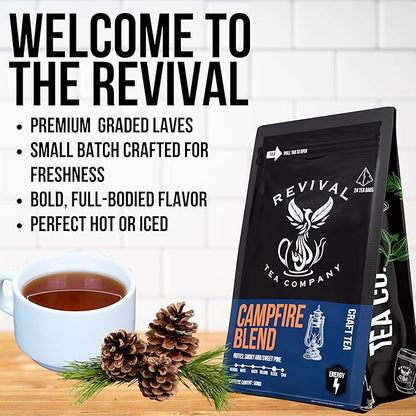 Revival Tea Company Campfire Blend - Lapsang Souchong Black Tea Blend - 24 Tea Bags