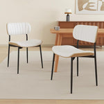 Load image into Gallery viewer, Modern PU Leather Dining Room Chairs Set of 2, Upholstered Kitchen Chairs with Curved Wood Backrest and Metal Legs Adjustable Feet for Kitchen Dining Room(White)