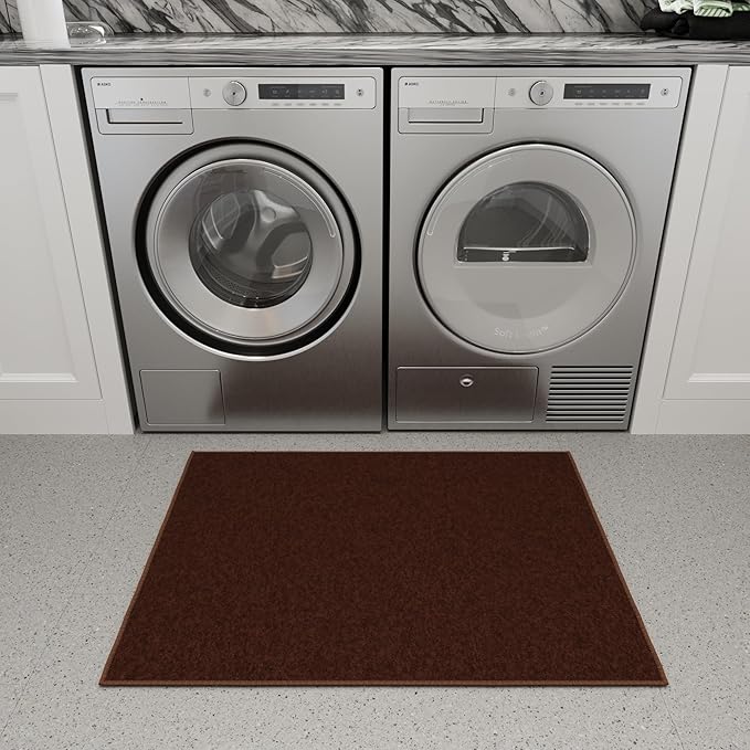 Ottomanson Rugs for Entryway 2'3" x 3' Non Slip Solid Small Area Rugs Durable Front Door Mat Rug Stain Resistant Entrance Rugs for Bathroom Kitchen Bedroom & Living Room, Brown