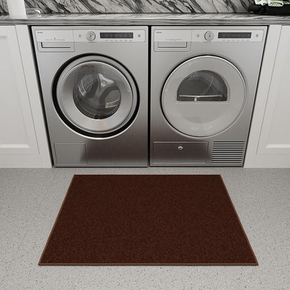 Ottomanson Rugs for Entryway 2'3" x 3' Non Slip Solid Small Area Rugs Durable Front Door Mat Rug Stain Resistant Entrance Rugs for Bathroom Kitchen Bedroom & Living Room, Brown