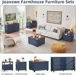 Load image into Gallery viewer, Farmhouse Coffee Table with Hidden Storage, 59 Gallon Square Center Table for Living Room, Rustic Wood Cocktail Tables with Flip-Top Lids, Farm House Tables with Wooden Gourd Feet, Navy Blue